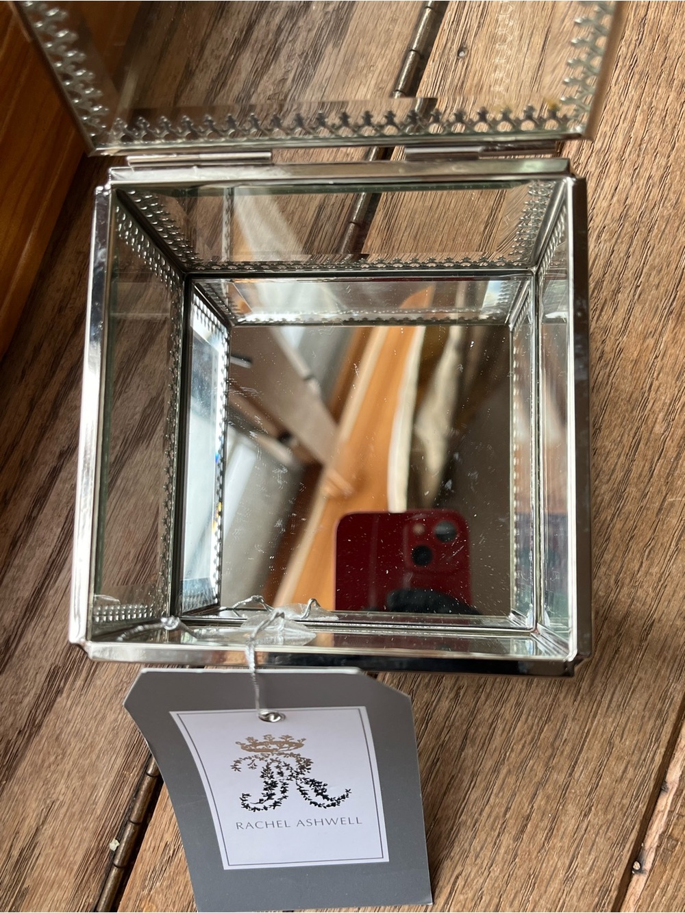 Rachel Ashwell Shabby Chic Silver Glass Mirrored Jewelry Trinket Box White Flowe - Picture 5 of 9